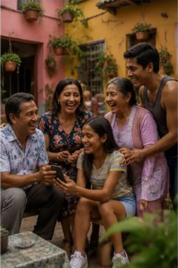 Imagen referencial de una familia peruana reunida en un barrio de Lima