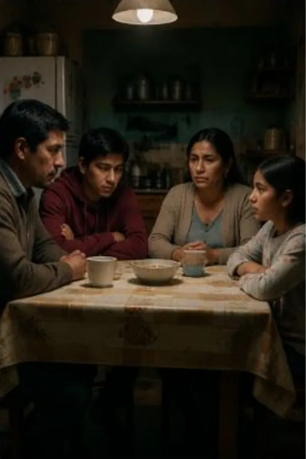 Imagen referencial de una familia peruana reunida alrededor de una mesa